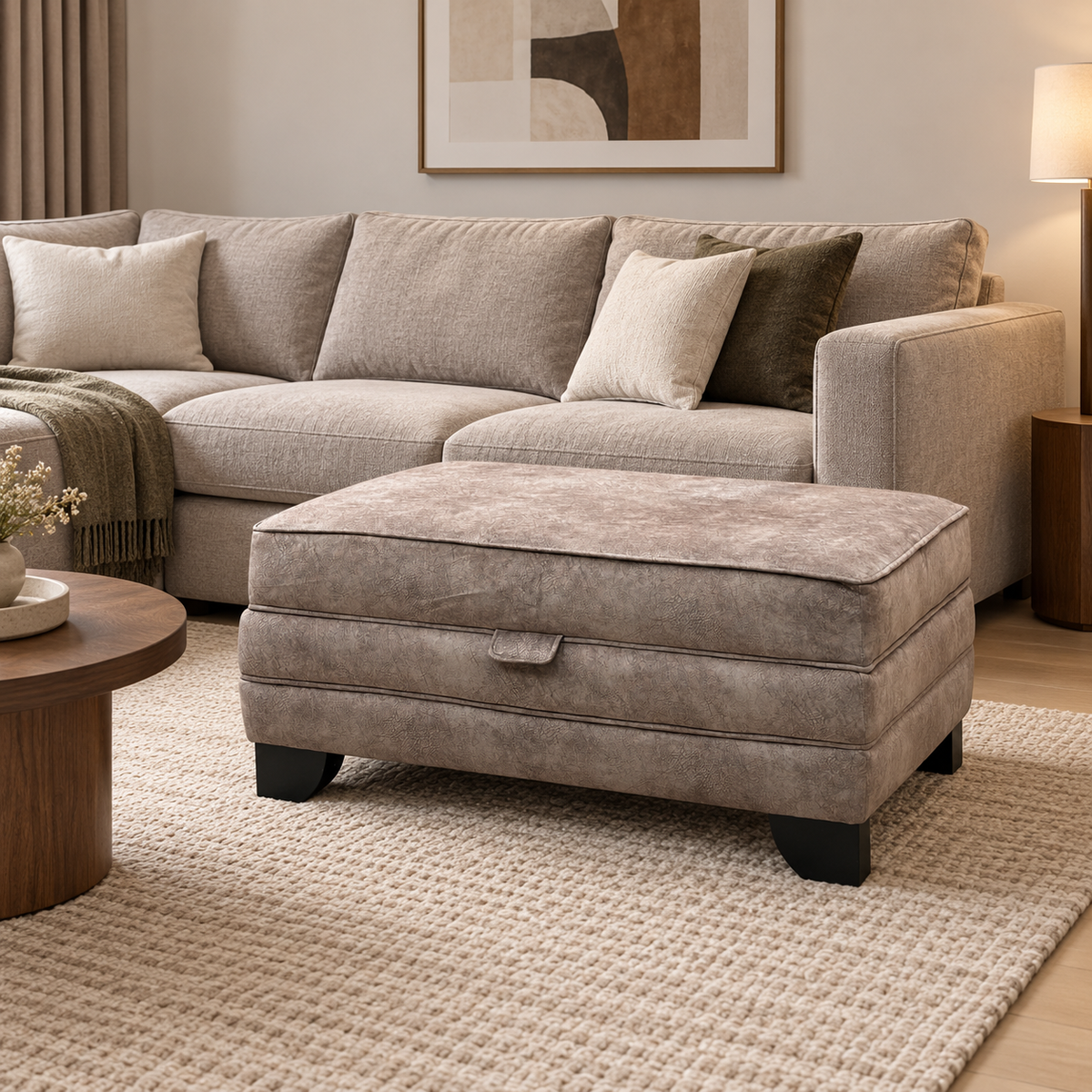 'Mariah' Dapple Chocolate Velvet Fabric Large Storage Footstool