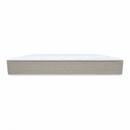 Side view of the Nap 2000 natural pocket spring super king mattress showing the beige woven border