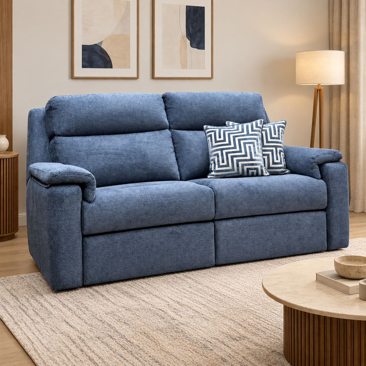 G Plan ‘Thornbury’ A223 Marim Denim Blue Fabric 3 Seater Sofa