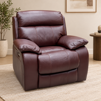World of Leather ‘Moreno’ An-751b Burgundy Leather Power Recliner Chair