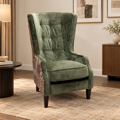 ‘Garland’ Cali Olive-Avi Green Heritage Dw Ft Patterned Fabric Accent Chair