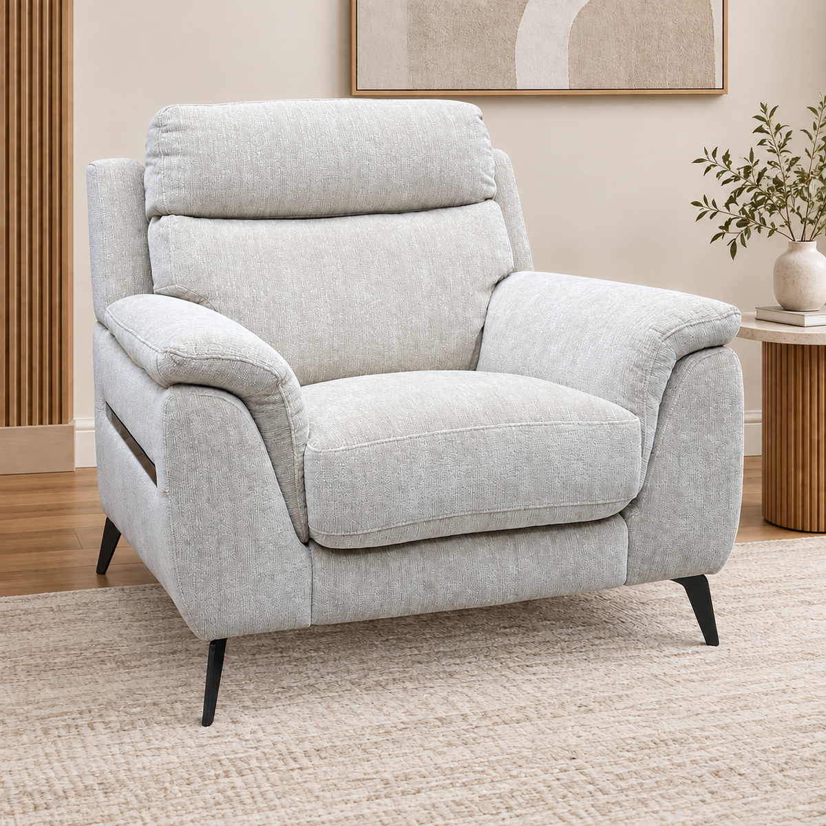 'Eclipse' Fab-Crn-R120 Beige Gm Fabric Chair