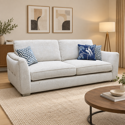 ‘Boujee’ Lustro Dove Grey Ct 4 Seater Classic Back Sofa