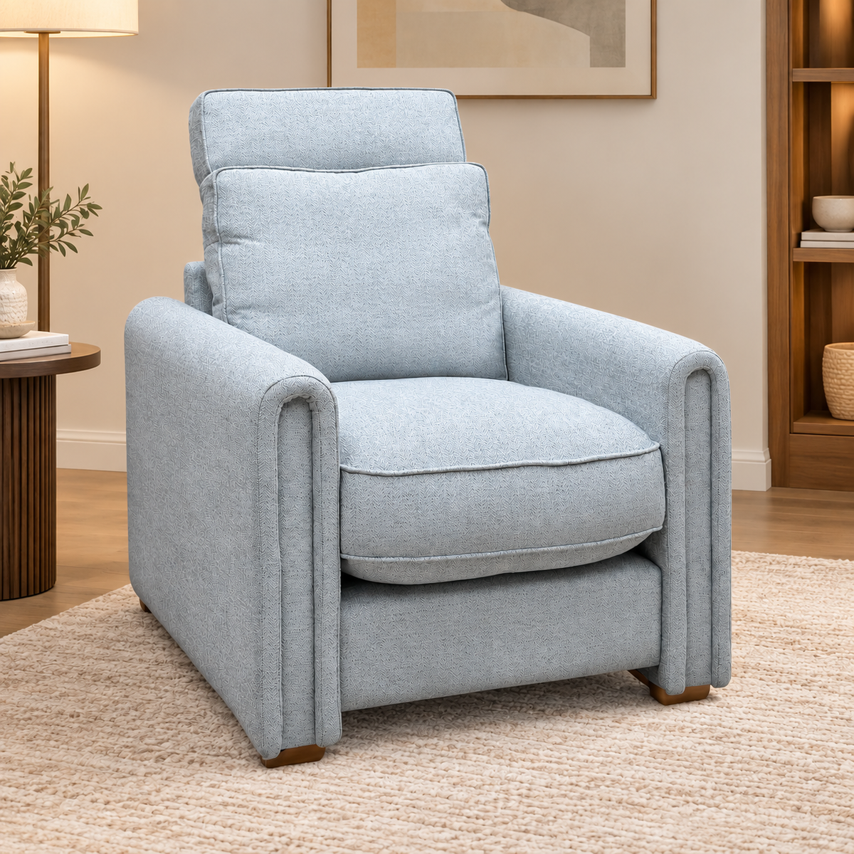'Archy' Cairns Duck Egg Lt Ft Fabric 90cm Mini Arm Chair