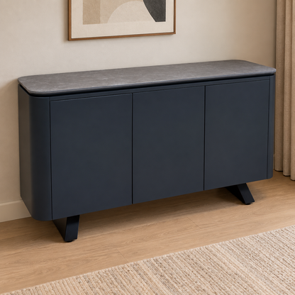 'Warrior' Grey Sintered Stone Top 3 Door Sideboard