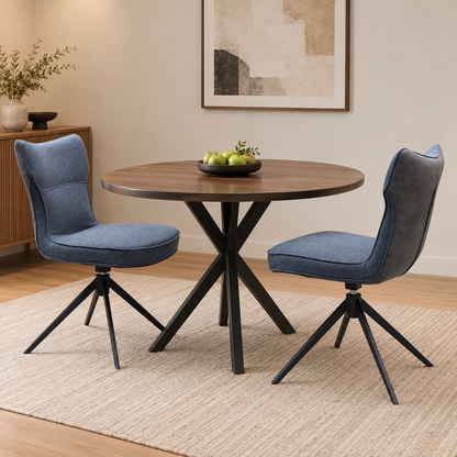 ‘Carrera' Dark Grey Fabric Pair of Swivel Dining Chairs