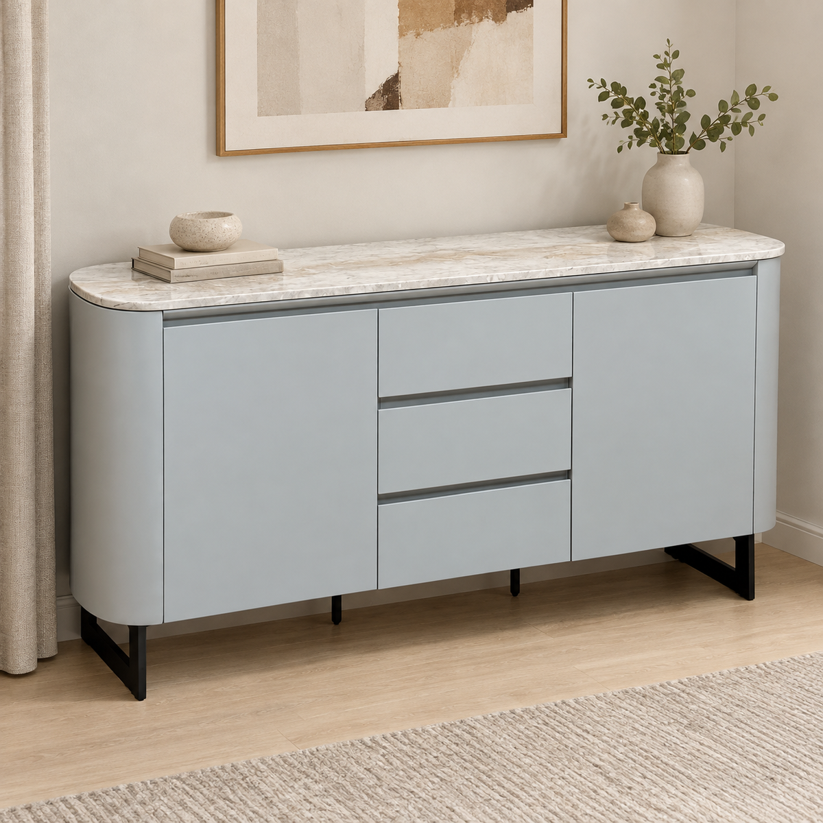 ‘Germain’ Marble Top 2 Door 3 Drawer Sideboard