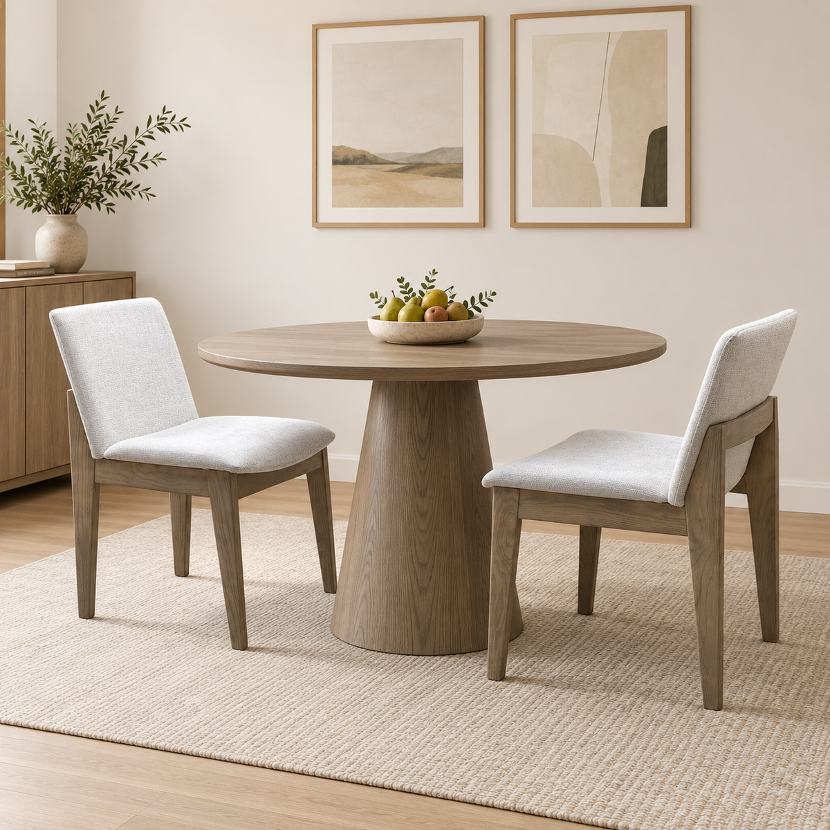 ‘Falun’ Light Grey Fabric Set of 2 Dining Chairs