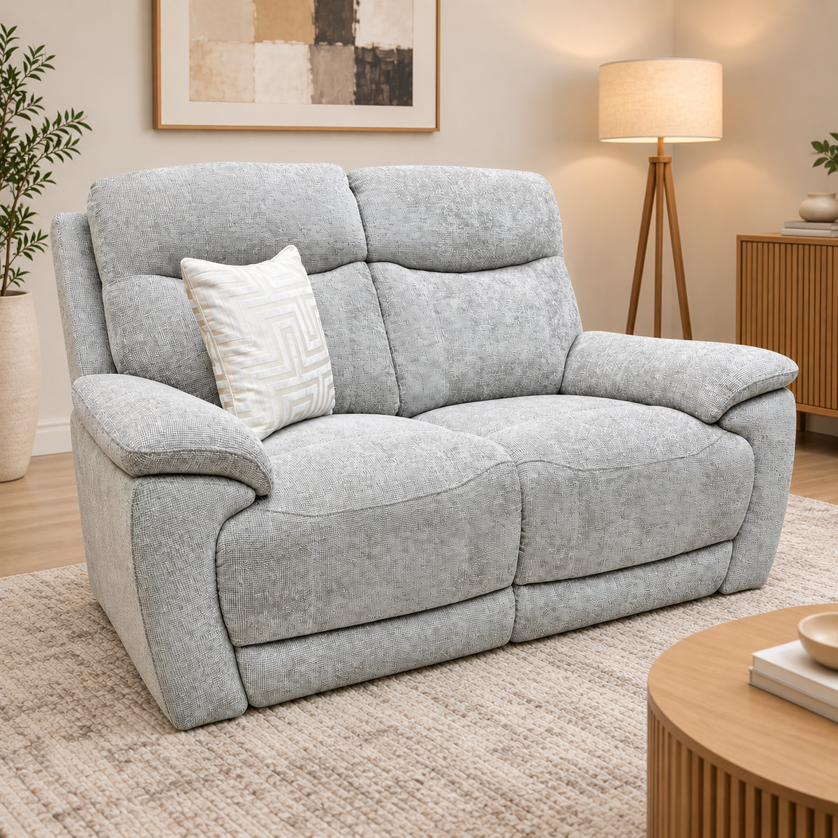 'Sloane' Hopsack Dove Grey Woven Fabric 2 Seater Sofa