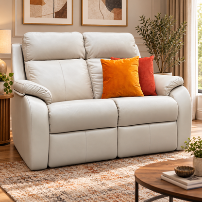 G Plan ‘Kingsbury’ L843 Cambridge Stone Beige Leather 2 Seater Sofa