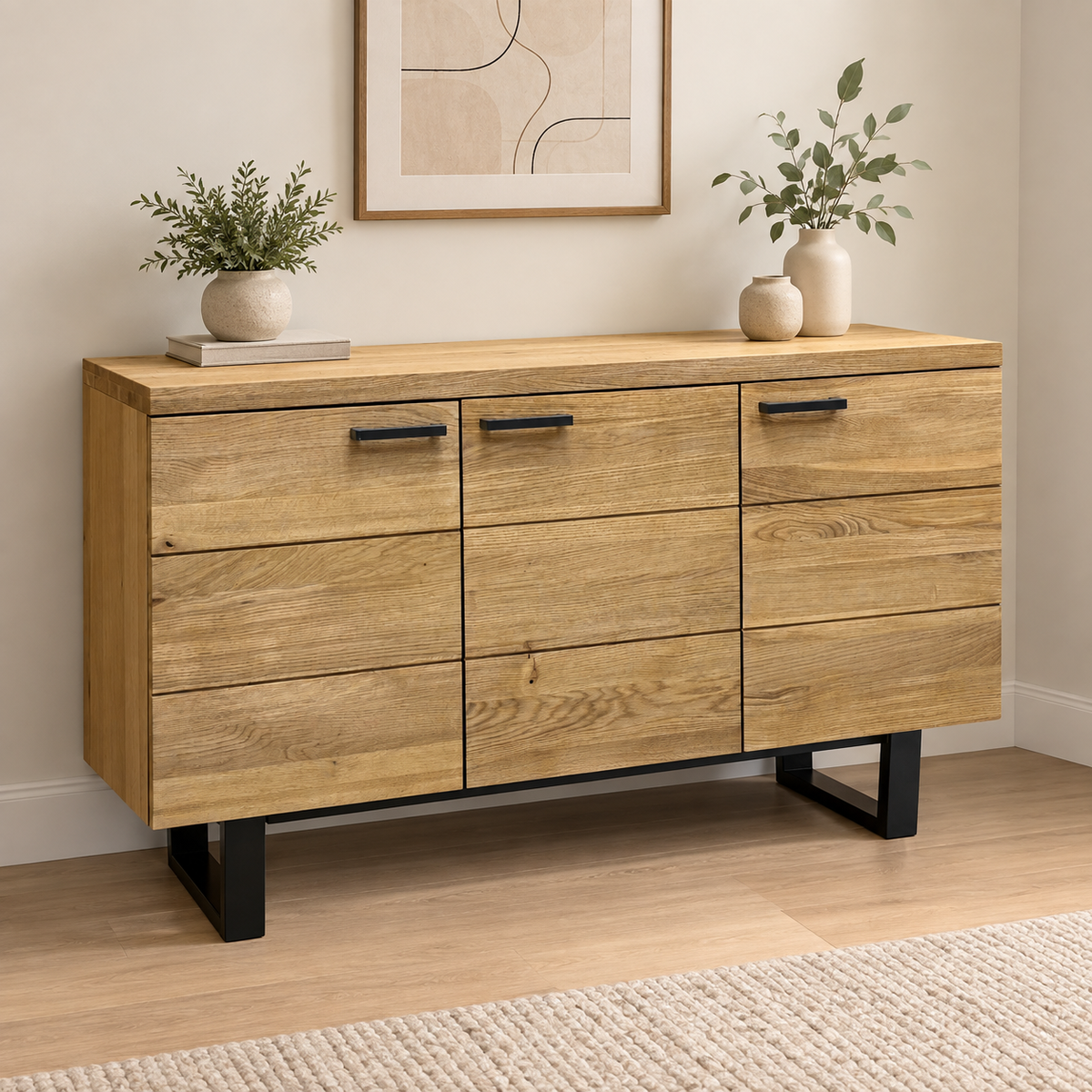 ‘Earth’ Light Oak Solid Oak Large 3 Door Sideboard