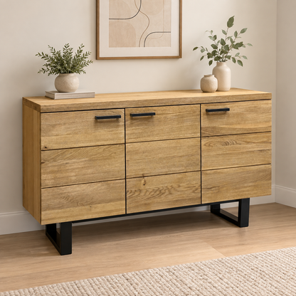 ‘Earth’ Light Oak Solid Oak Large 3 Door Sideboard