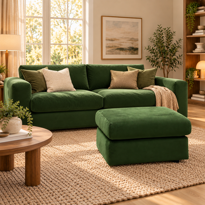 G Plan ‘Thornbury’ A902 Plush Vine Green Velvet Fabric Footstool