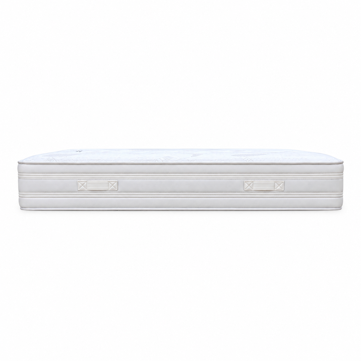 Side view of the Bliss 1500 pocket orthopedic double mattress showing the deep border and two turning handles