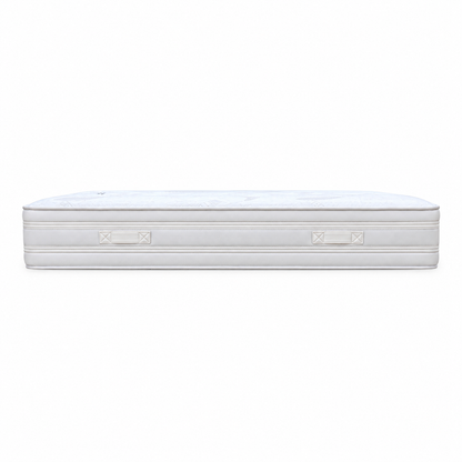 Side view of the Bliss 1500 pocket orthopedic double mattress showing the deep border and two turning handles