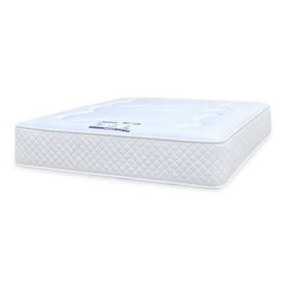 Daydream 800 pocket mattress, double, angled view showing the pale blue top panel and quilted white border