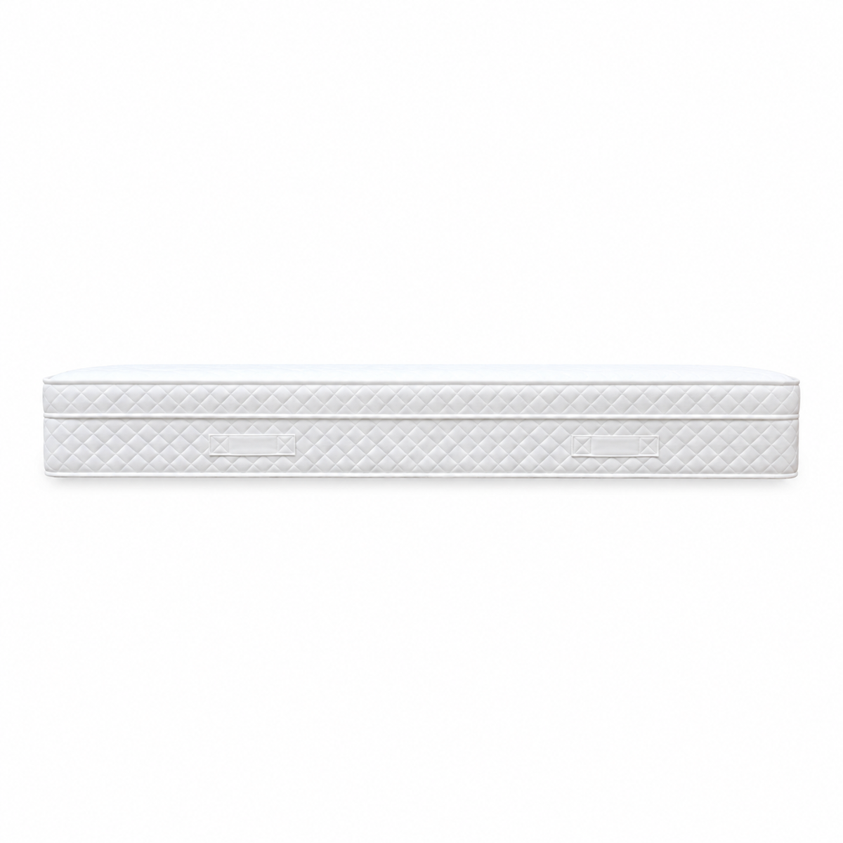 Side profile of the Gentle 1000 king size mattress showing the quilted border and carry handles