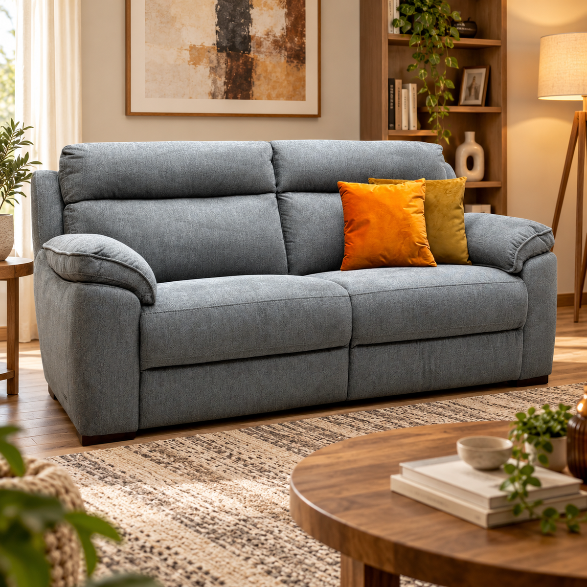 ‘Sander’ Grey Fabric 3 Seater Fabric Sofa