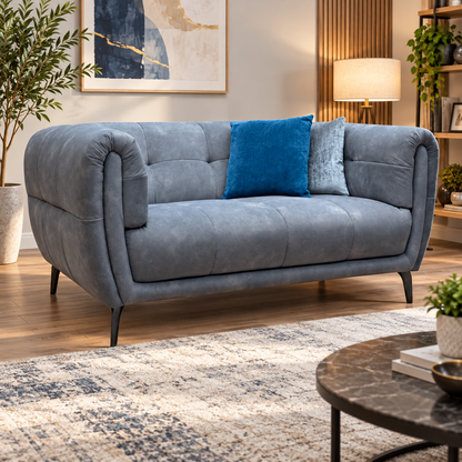 ‘Sienna’ Dexter Mocha Grey Velvet Fabric 2 Seater Sofa