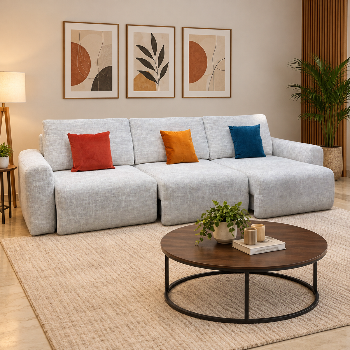 Ideal Home 'Gemini' Light Grey Fabric 3 Seater Sofa