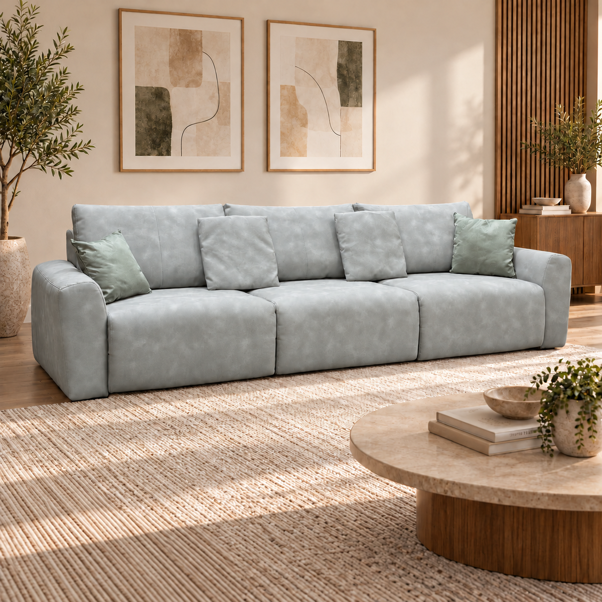 Ideal Home ‘Gemini’ Bluish Grey Suede Fabric 3 Seater Sofa
