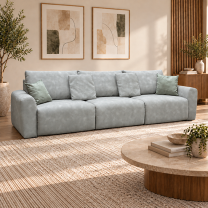 Ideal Home ‘Gemini’ Bluish Grey Suede Fabric 3 Seater Sofa
