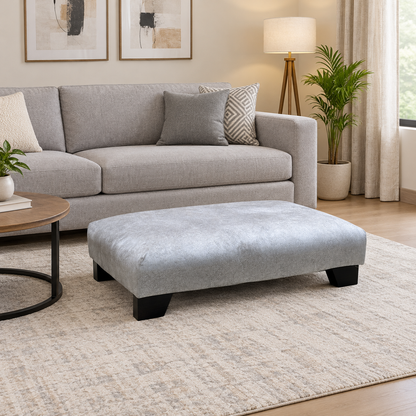 'Aura' Kenzo Oatmeal Dw Ft Velvet Fabric Footstool