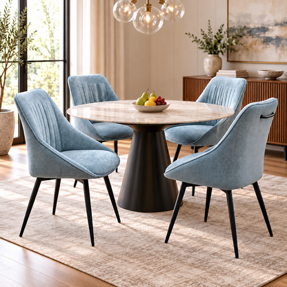'Crete' Grey Fabric Swivel Dining Chairs - Set of 4