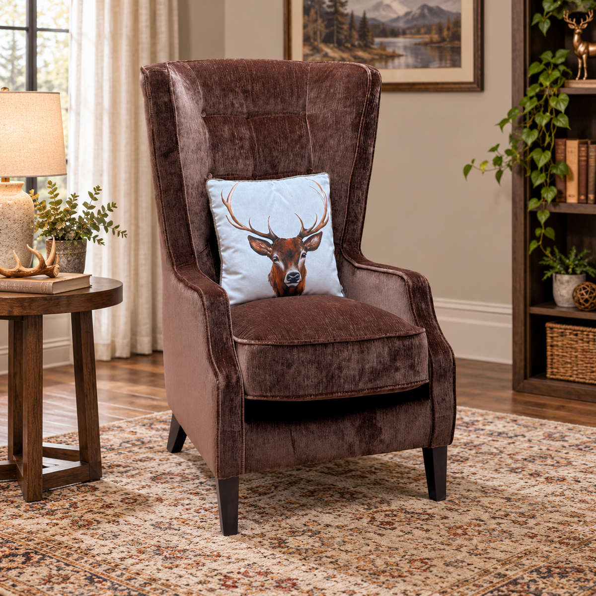 ‘Garland’ California Brown Dw Ft Chenille Fabric Plain Accent Chair