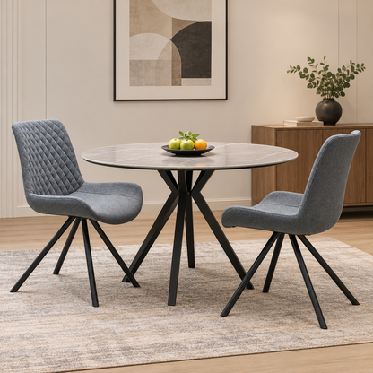 ‘Rocket’ Grey Fabric Pair of Dining Chairs