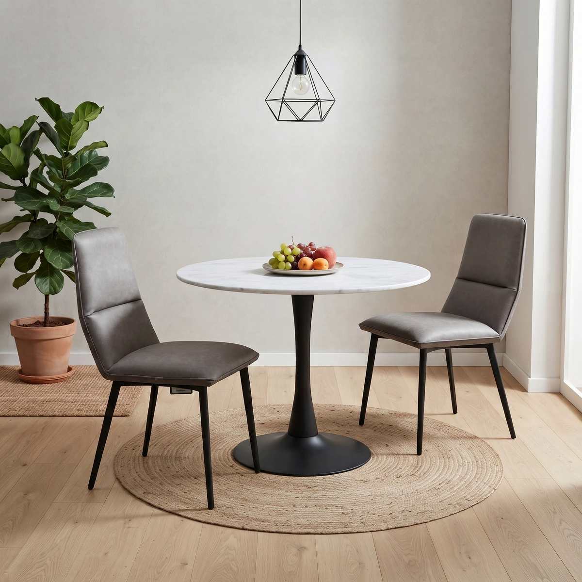 'Odin' Grey Faux Leather Pair of Dining Chairs