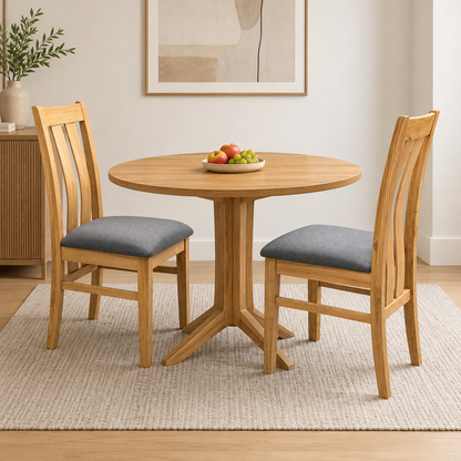 Furnitureland ‘Augusta’ Anthracite Grey Fabric Pair of Wooden Slatted Back Dining Chairs