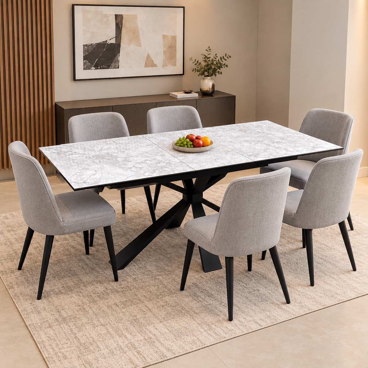 ‘Crete’ White Ceramic Top Small Extending Dining Table