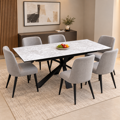 ‘Crete’ White Ceramic Top Small Extending Dining Table