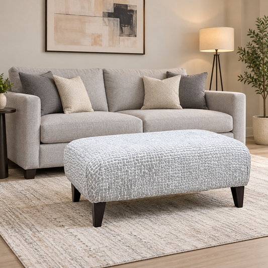 'Aphrodite' Marlow Silver Dw Ft Patterned Fabric Designer Footstool