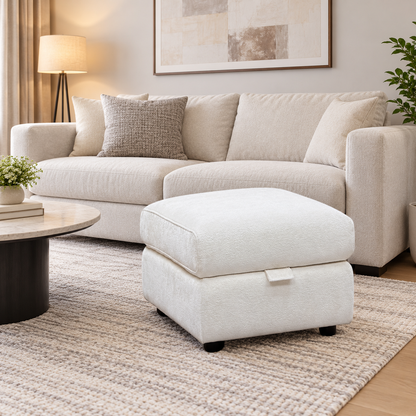 ‘Raven’ Anivia Nature White 13445 Fabric Storage Footstool