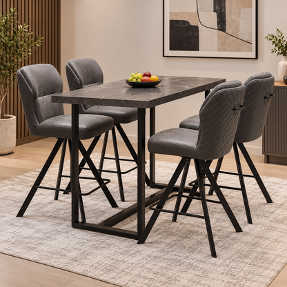 Bodahl ‘Terra’ Steel Grey Fabric Set of 4 Swivel Bar Stools