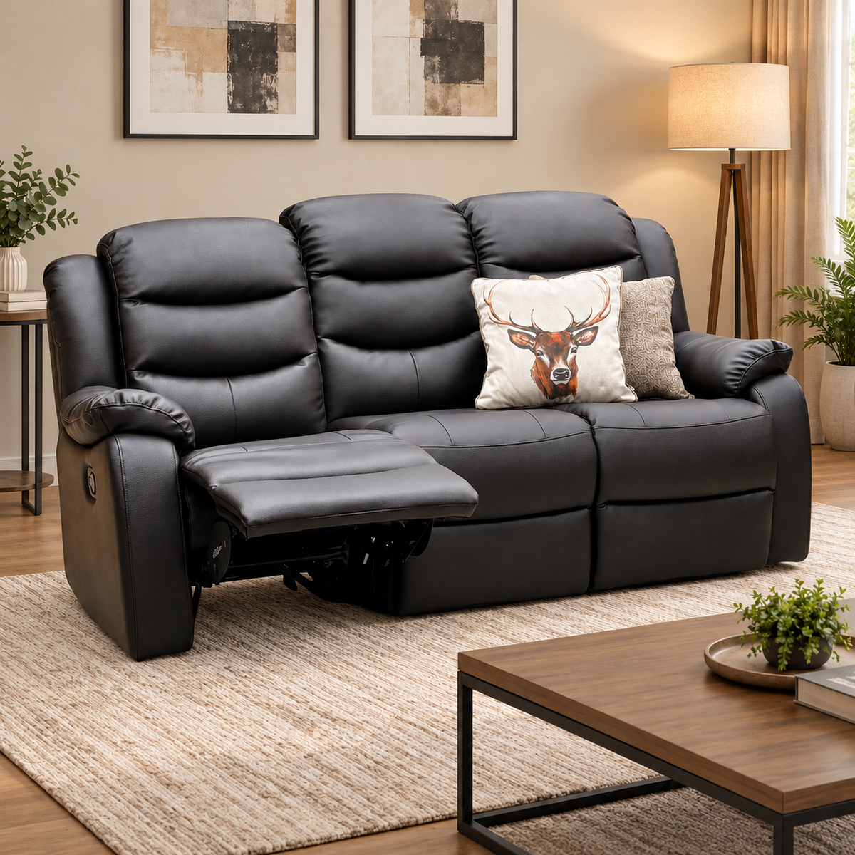 ‘Rothbury’ Chocolate Brown Luxury Faux Leather High Back 3 Seater Manual Recliner Sofa