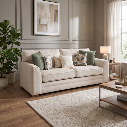 ‘Kaluna’ Natural Fabric 3 Seater Sofa