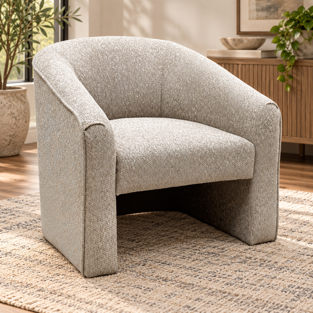 ‘Garcia’ Oatmeal Fabric Accent Chair