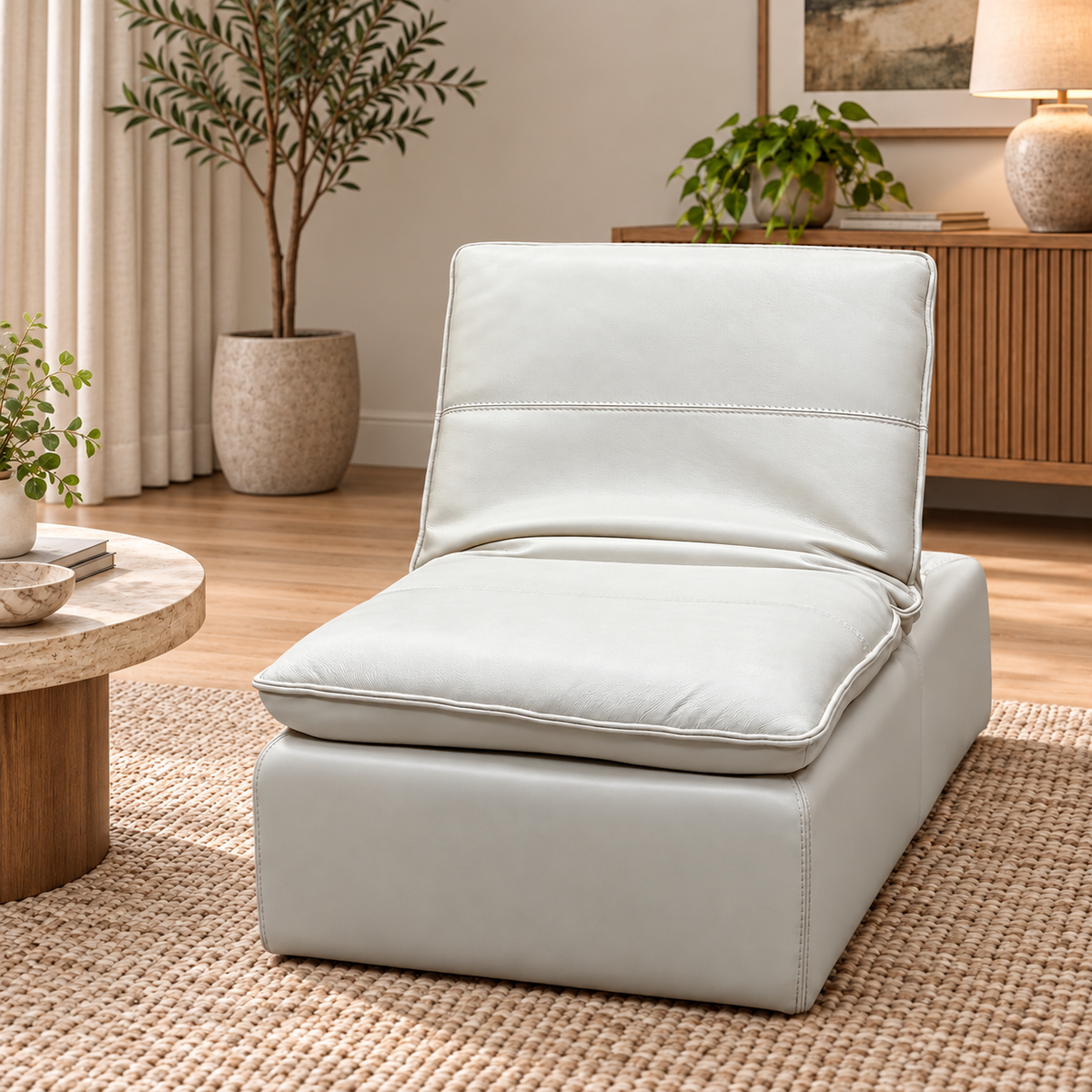 World of Leather 'Starlight Express' Bv-862c Bisque Cream Leather Storage Chair Footstool