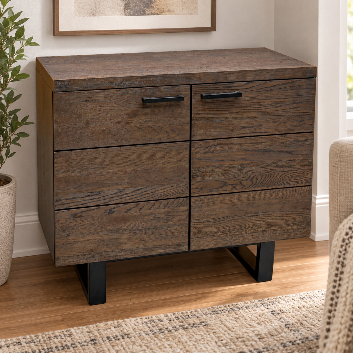 'Mars' Dark Solid Oak 2 Door Small Sideboard