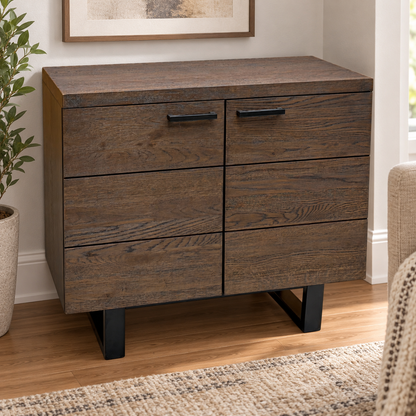 'Mars' Dark Solid Oak 2 Door Small Sideboard