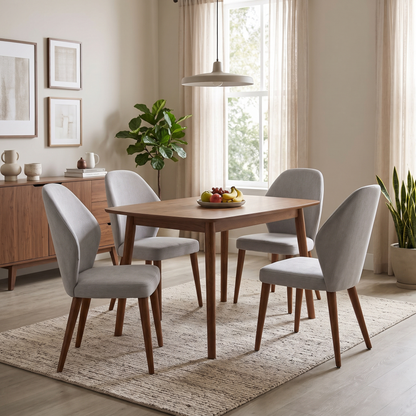 Stone International 'Empire' R015 Satin Dark Grey WWA Fabric Set of 4 Dining Chairs