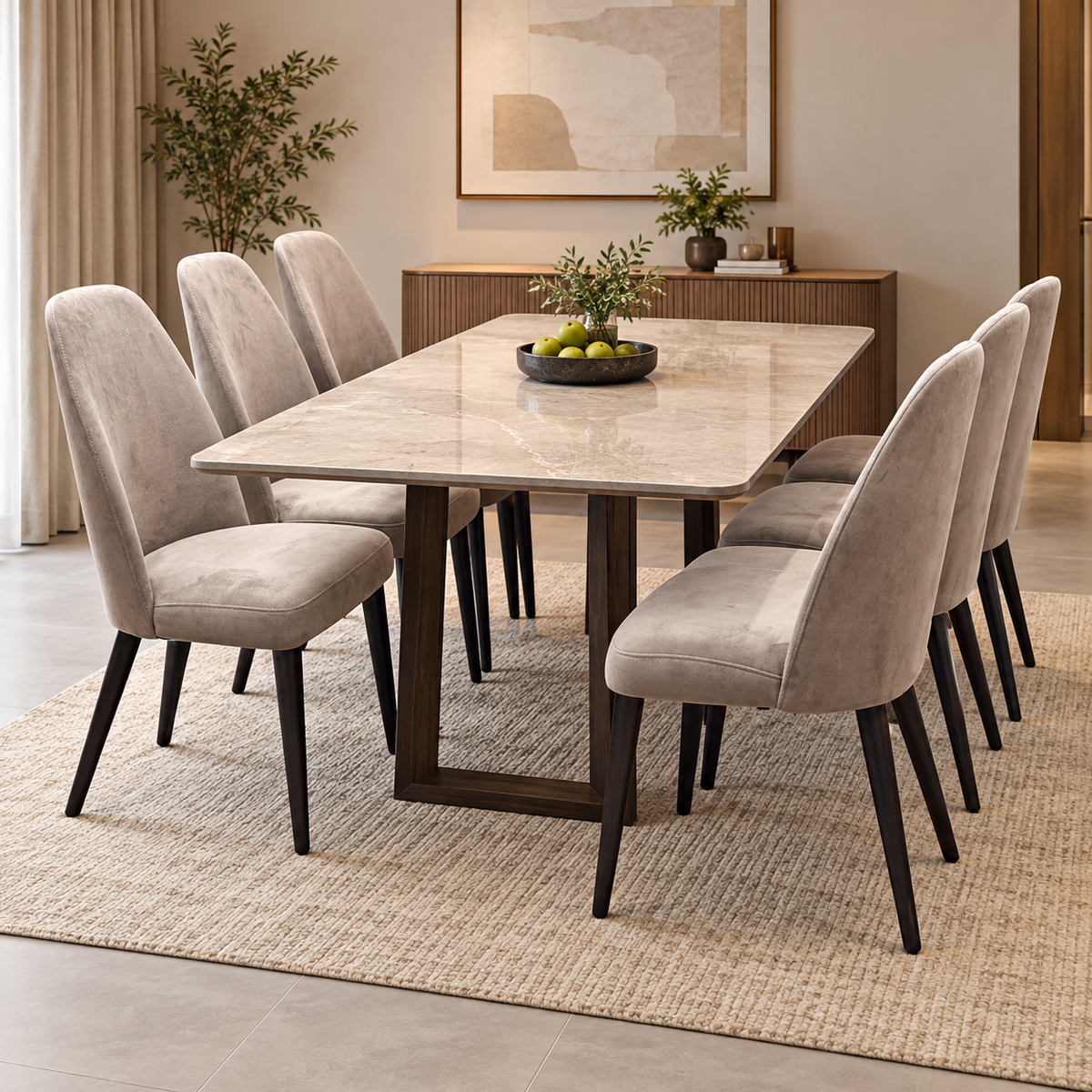 Stone International 'Empire' R066 Satin Taupe Fabric ES Dining Chairs Set of 6