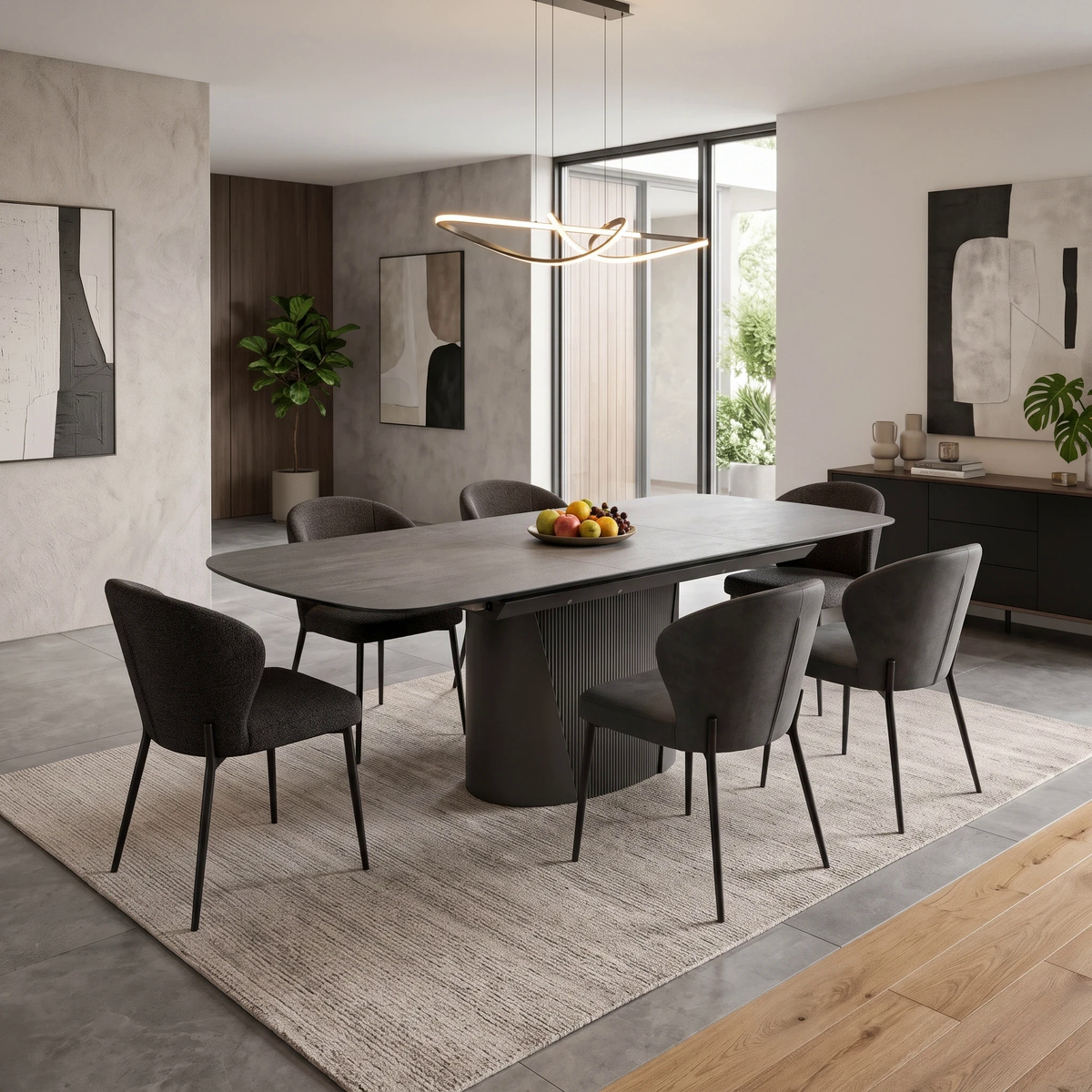 'Icon' Bronze Ceramic Top 180cm Extending Dining Table