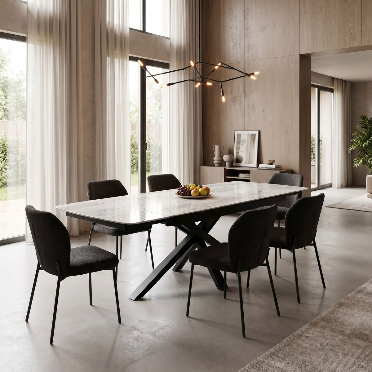 ‘Germain’ Real Marble Top Large Extending Dining Table