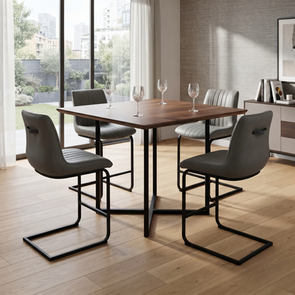 Bodahl 'Terra' Anthracite Grey Faux Leather Set of 4 Cantilever Bar Stools