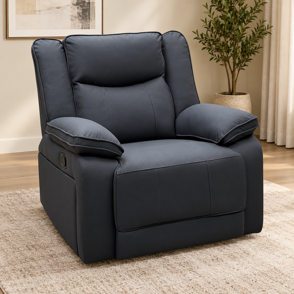 'Milan' Mocha Grey Microfibre Fabric Manual Recliner Chair