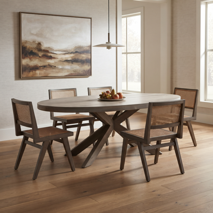 'Falun' Smoked Oak Large Oval Dining Table